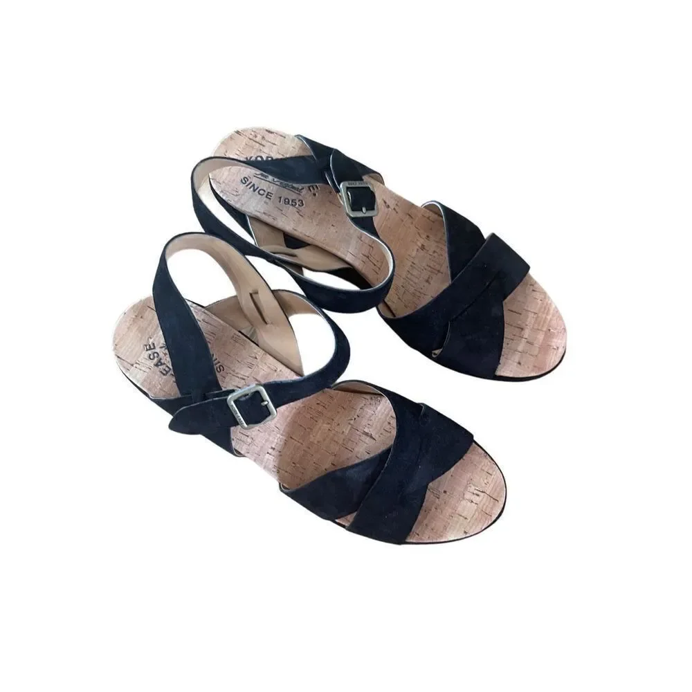 Kork Ease Since 1953 Womens Navy Blue Cork Wedge Slingback Heels Size 11